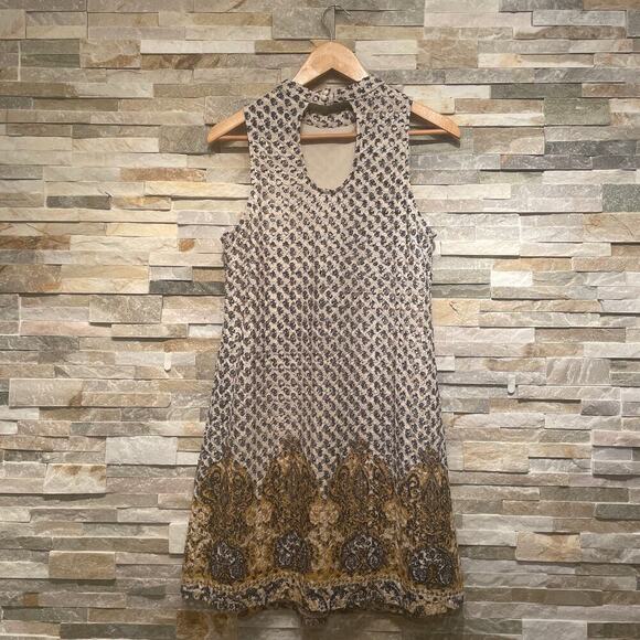 Mod Print Shift Dress Small | Retro A-Line, Sleeveless Marimekko Vibes 60s Style - Picture 3 of 5